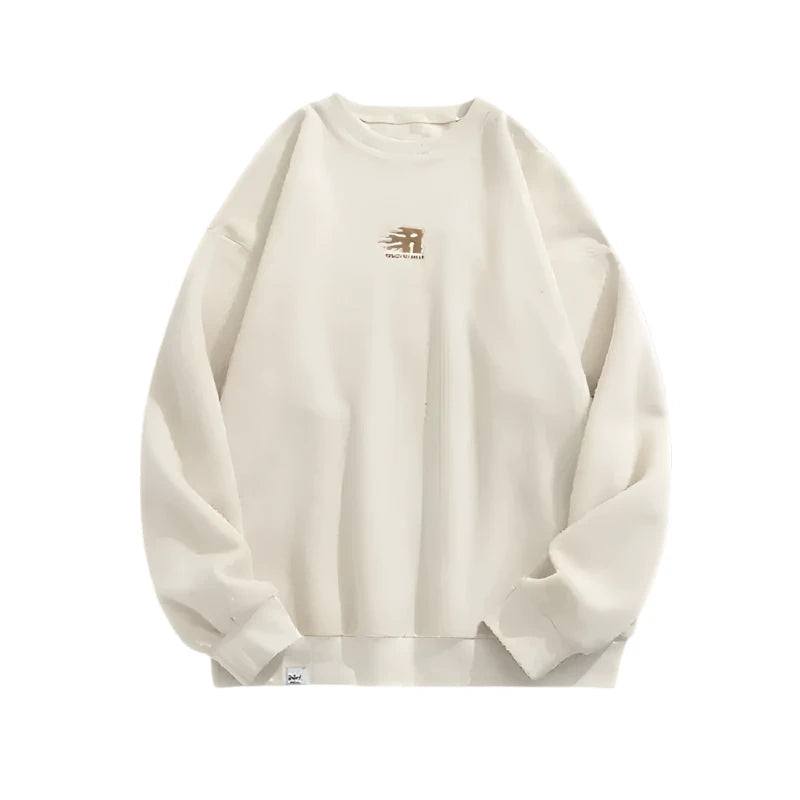 front facing image of white streetwear sweatshirt. 