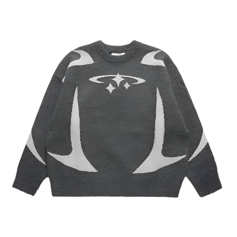 Oversized Streetwear Graphic Star Sweater in gray 