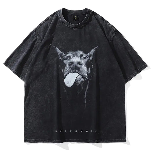 black oversized doberman shirt