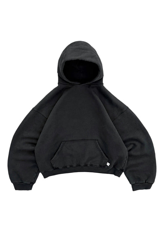 front facing black streetwear style akimbo hoodie from obscure collective