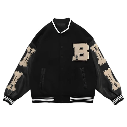 Front facing image of black bones jacket. 