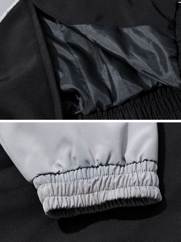 Close-up of the interior and cuff of Obscure Collective's Star Bomber Jacket, showcasing its premium stitching and ribbed design for added comfort, set against a white background.