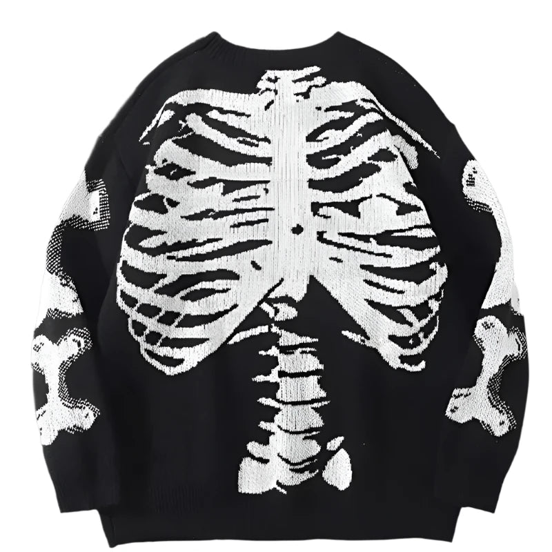 Black oversized Gothic Sweatshirt with white bones