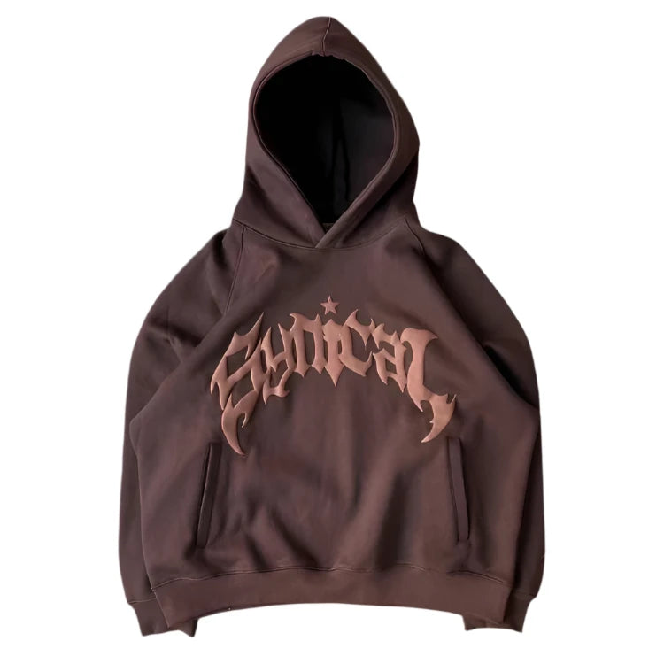 Front facing image of Brown Synical Hoodie. 